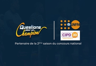 Affiche de l'annonce du partenariat UNFPA - Questions pour un Champion